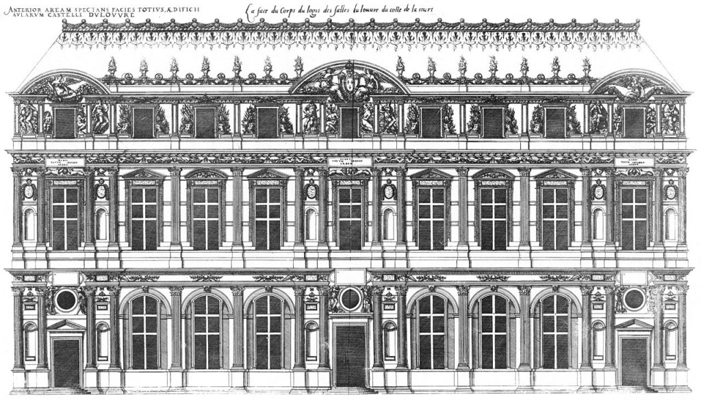 Façade Lescot plan Androuet du Cerceau XVIe s